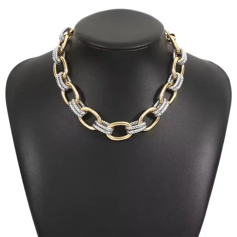 Two-Tone Gold and Silver Link Necklace - Picture 4 of 5